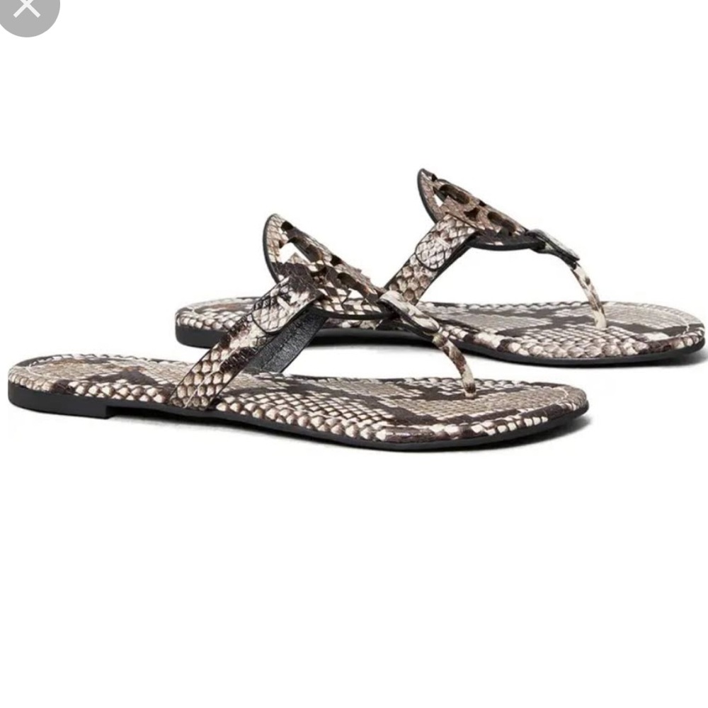 Tory Burch Miller Sandals in Warm Roccia Snakeskin LIKE NEW